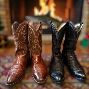 Size 11 Western Boot Bundle – Genuine Black Shark + Nocona Cowhide